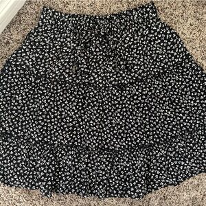 Japna Black and White Floral Skater Skirt